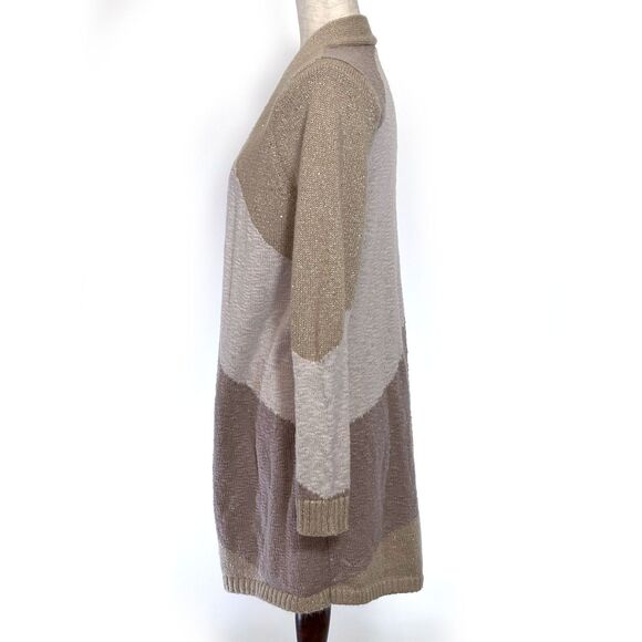 Chico's Women's Gold Sequin Open Cardigan Sweater Sz Medium - Picture 3 of 7